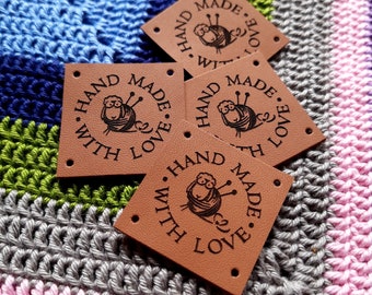 Leather labels for handmade items, leather tags, custom clothing labels, knitting labels, tags for crochet, personalized, leather labels 25
