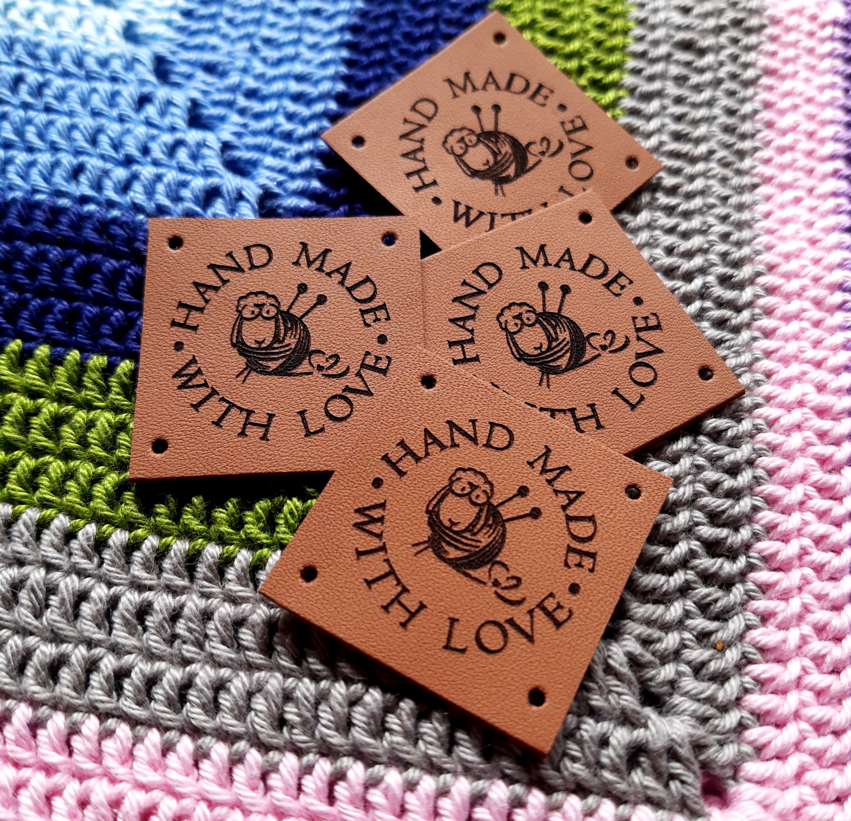 Leather Tags Leather Labels Knitting Labels Crochet Labels Clothing Tags  Logo Branding Tags, Set of 25 