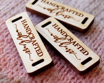 Wooden tags, custom garment labels, wooden clothing tags, knitting labels, crochet labels, wood tags, personalized labels, set od 25 pc