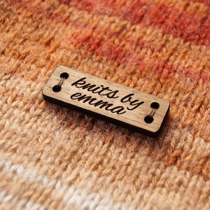 Wooden garment labels, custom made logo labels, personalized label tag, wooden knitting or crochet labels, branding labels, 25 pc