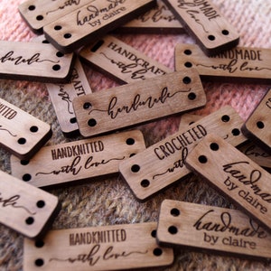 Wooden labels, custom clothing labels, product tags, wooden knitting labels, labels for chrochet, set of 25 pc