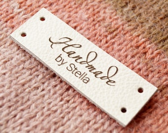 Leather tags, personalized leather labels, custom clothing labels, knitting tags, crochet labels, 25 pc