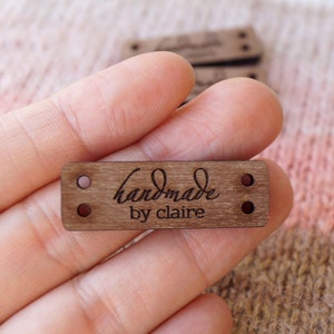 Wooden labels, custom garment labels, personalized clothing label tags, labels for handmade products, wood labels for knitted items, 25 pc