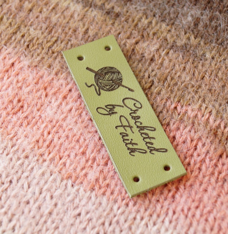 Leather knitting labels custom clothing labels personalized Etsy