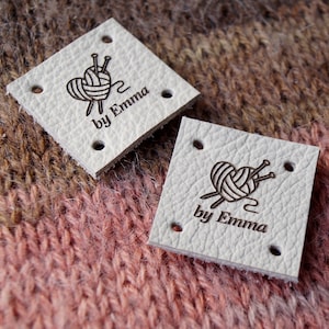 Leather sewing labels, custom labels, personalized leather labels, handmade labels, labels for knitted goods, custom label tags, set of 25