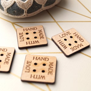 Personalized wooden buttons, wooden logo labels, wood garment tags, round button like personalized label tags, set of 25 pc