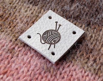 Custom clothing labels - leather labels - leather tags - knitting labels - crochet tags - clothing tags - logo branding  tags, set of 25