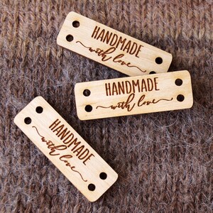 Wooden garment labels, custom made logo labels, personalized label tag, wooden knitting or crochet labels, branding labels, 25 pc