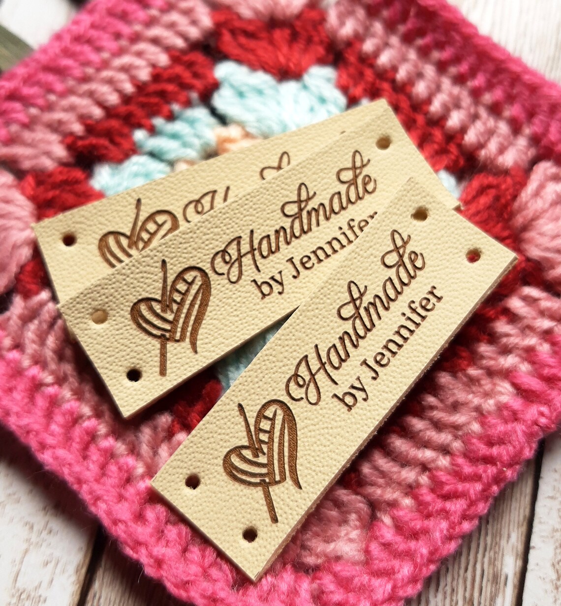 Labels for Handmade Items - Personalized Leather Labels - Knitting Tags ...