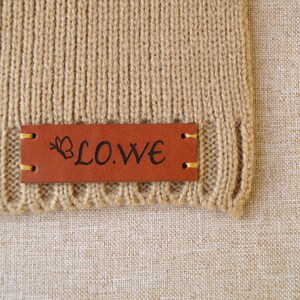 Sew on labels, leather labels custom, garment labels, logo tags, labels for knitting, crochet labels, leather tags, set of 25 pc