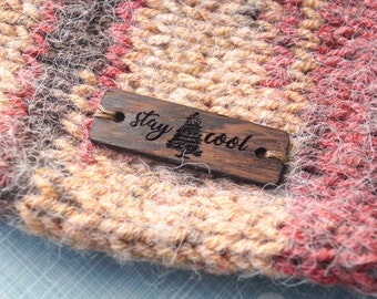 Wooden clothing labels, custom garment labels, personalized label tags, labels for handmade products, wood labels for knitted items, 25 pc