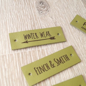 Leather labels, custom labels, personalized real leather labels, care labels, labels for knitted products, custom label tags, set of 25