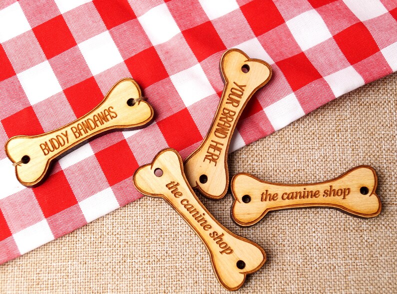 Personalized Dog Bandana Labels Wooden Bone Shaped Labels Etsy