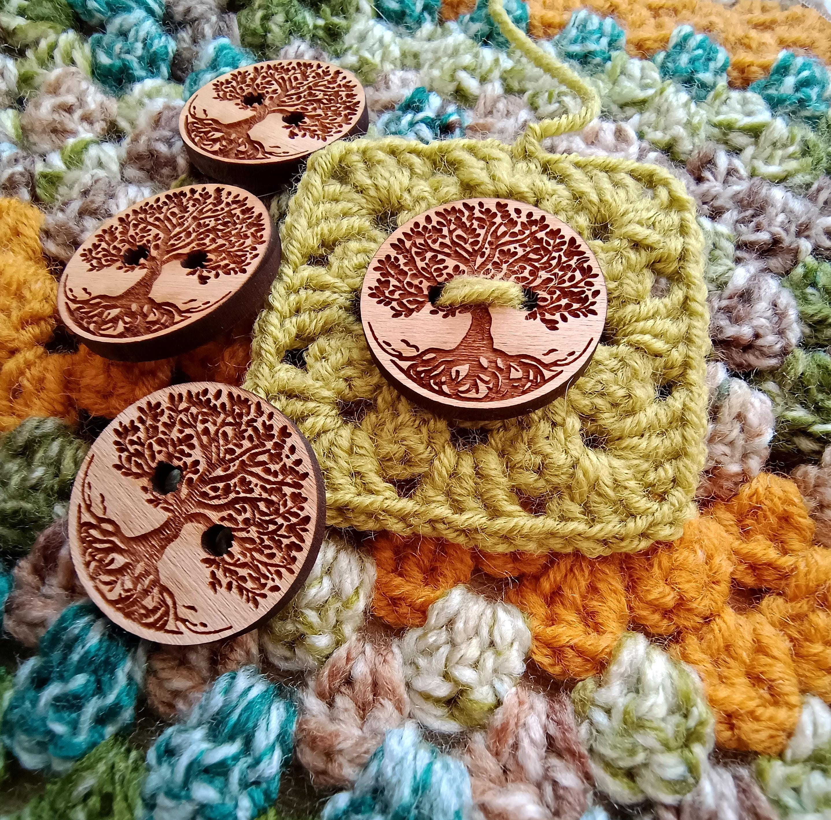 Tree of Life Wooden Buttons, Handmade Real Beech Wood Buttons, Buttons ...