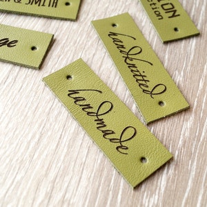 Leather labels, custom labels, personalized real leather labels, care labels, labels for knitted products, custom label tags, set of 25
