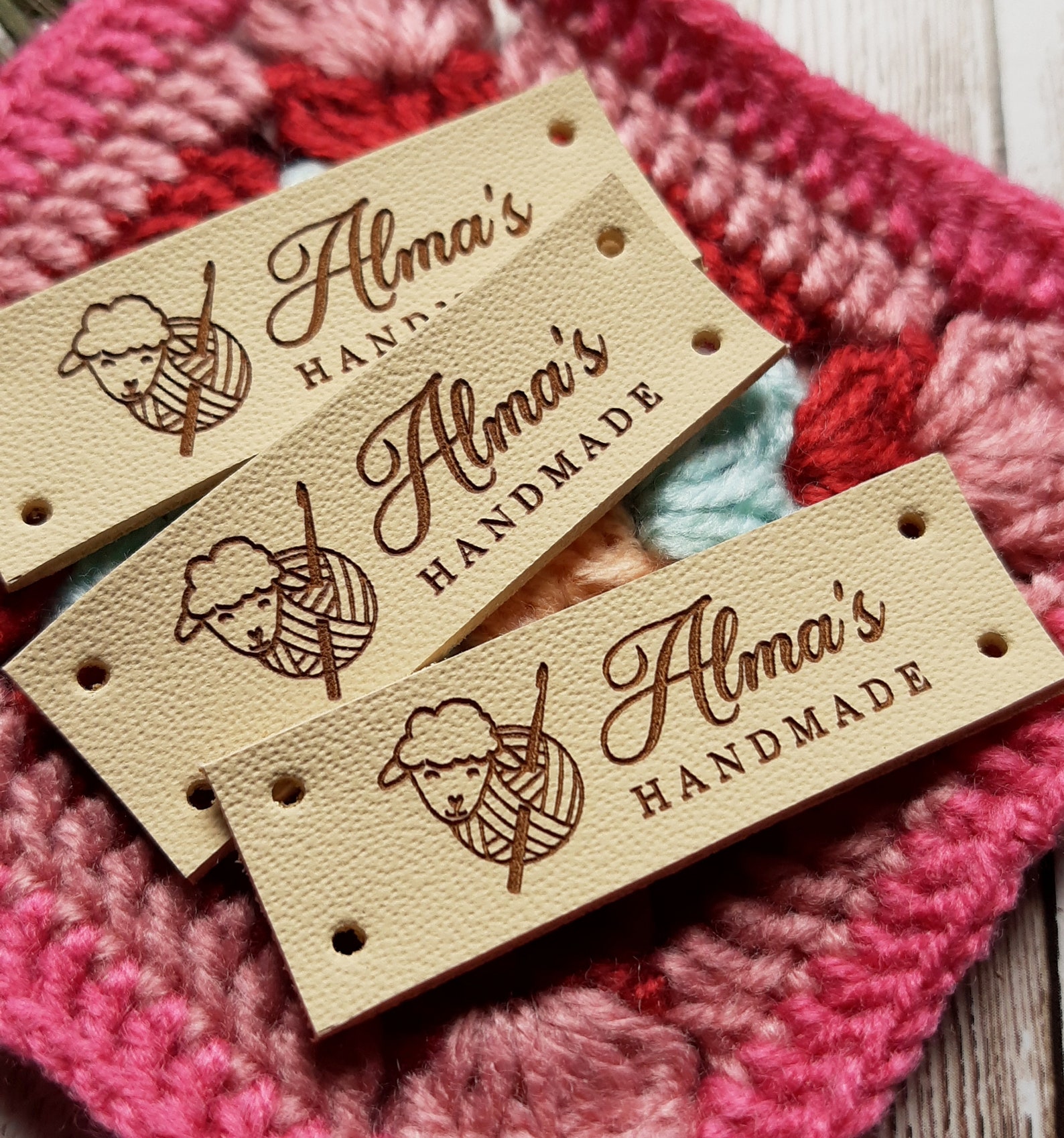 Labels for Handmade Items - Personalized Leather Labels - Knitting Tags ...