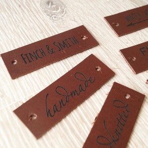 Etichette in vera pelle, etichette per la cura, etichette in pelle personalizzate, etichette per prodotti a maglia, etichette personalizzate, set da 25