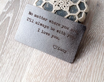 Leather wallet card, personalized wallet card, custom engraved wallet insert, 3rd wedding anniversary gift, men's gift