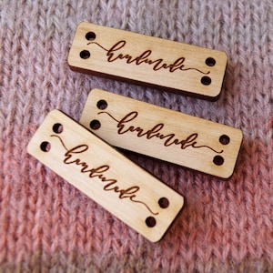 Wooden labels, custom clothing labels, personalized label tags, labels for handmade products, knitting labels, crochet labels, set of 25 pc