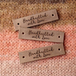 Custom clothing labels, knitting labels, leather labels, personalized garment tags, logo branding labels, crochet leather labels, set of 25