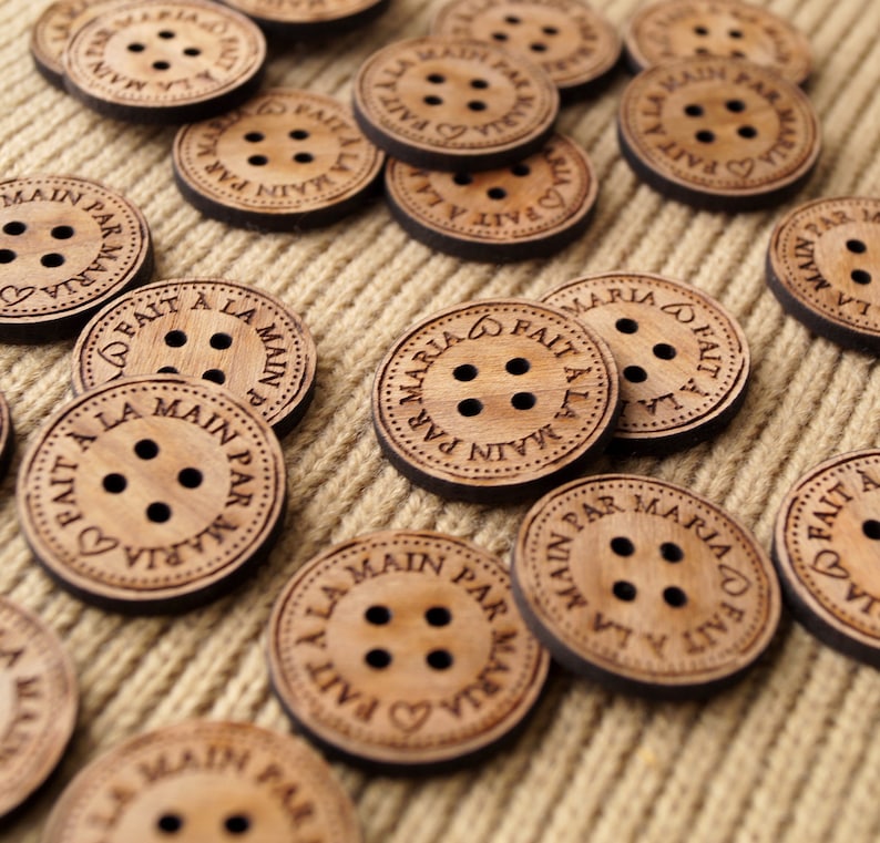 Wooden Buttons Personalized Wooden Buttons Custom Made Etsy