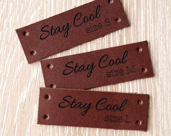 Personalized leather labels, care labels, labels for knitted products, custom label tags, set of 25