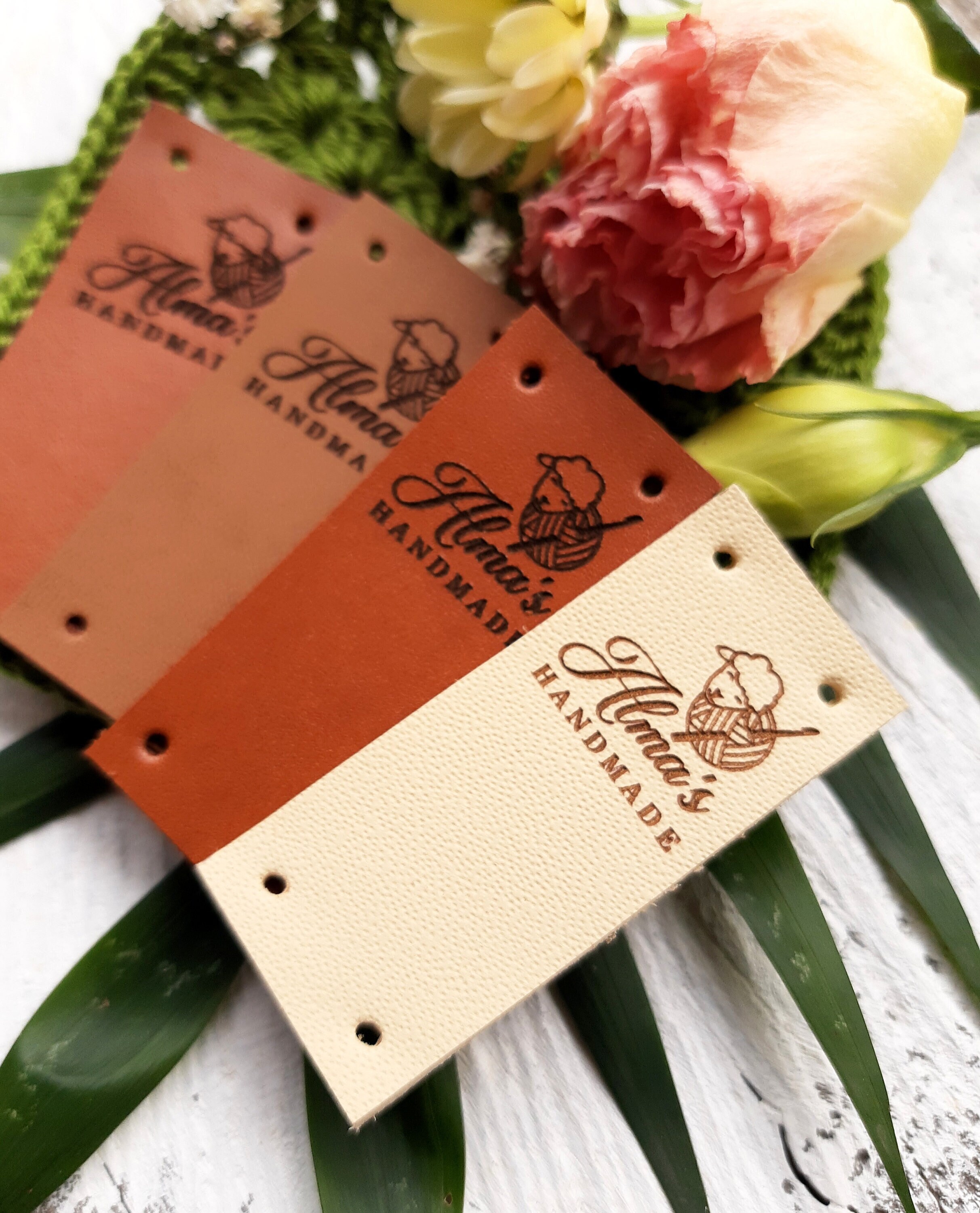 Leather Labels, Clothing Labels, Personalized Labels, Handmade Labels,  Labels for Knitted Goods, Custom Label Tags, Set of 25 
