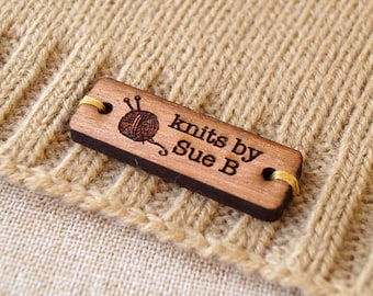 Custom wooden tags, custom garment labels, wooden clothing tags, knitting labels, crochet labels, wood tags, personalized labels, 25 pc