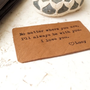 Men&#39;s Wallet Insert Card - Real Leather Wallet Insert - Custom Wallet Card - Anniversary Gift - Personalized Wallet Insert