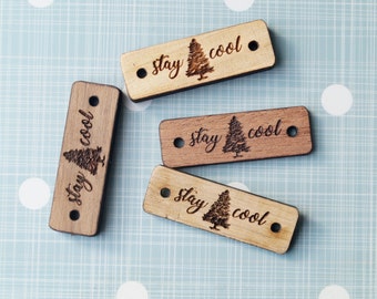 Custom garment labels, personalized label tags, labels for handmade products, wood labels for knitted items, 25 pc