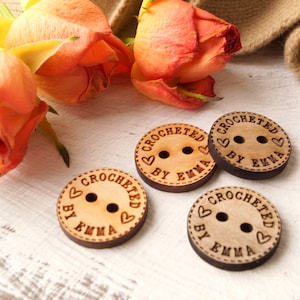 Wooden buttons, personalized buttons, custom buttons, wooden buttons for handmade items, crochet buttons, buttons for knitted products, 25pc