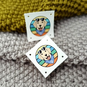 Color printed genuine leather labels, tags for handmade items, labels for handmade items, labels for knitted items and crochet, set of 25 pc