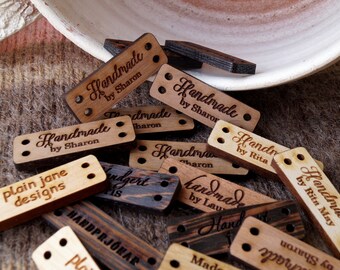 Wooden Labels, Custom Garment Labels, Personalized Clothing Label Tags...