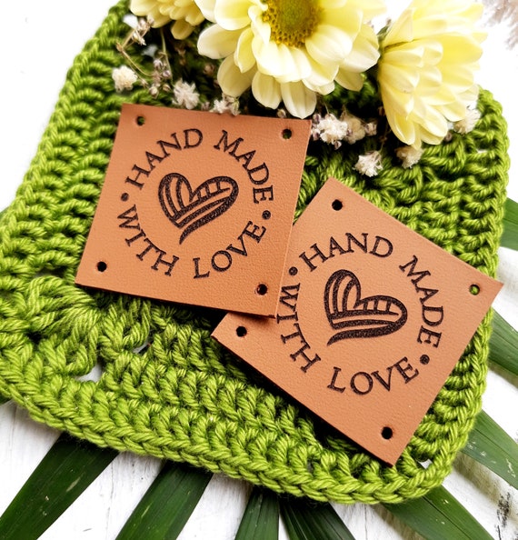 Leather Tags Leather Labels Knitting Labels Crochet Labels Clothing Tags  Logo Branding Tags, Set of 25 