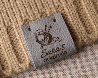 Custom clothing labels - leather labels - personalized leather tags - knitting labels - crochet tags - clothing tags - logo tags, set of 25
