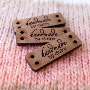 Wooden labels, custom clothing labels, personalized label tags, labels for handmade products, knitting labels, crochet labels, set of 25 pc image 3