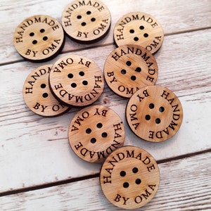 Wooden buttons - personalized real wood buttons with custom text - buttons for handmade items - buttons for knitting, crochet and sewing