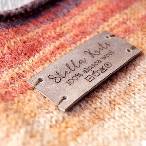 Sew on labels and care labels, leather labels, leather tags, labels for knitted products, personalized label tags, set of 25