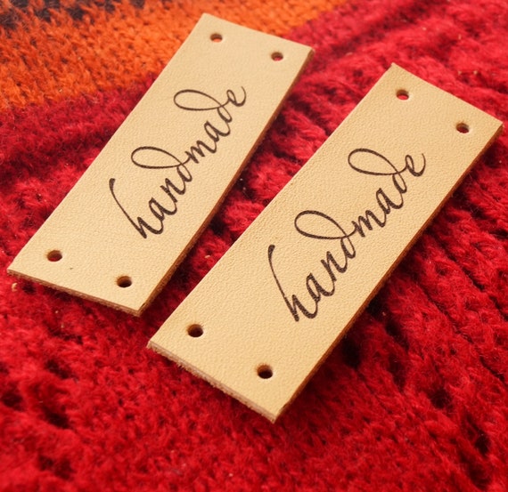 Leather Tags for Handmade Items, Personalized Genuine Leather Labels for  Knitting Crochet Sewing, Clothing Labels, Custom Leather Tags 25 Pc 