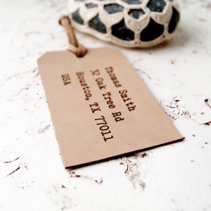 Custom Leather Luggage Tag, Personalized Laser Engraved Luggage Tag, Genuine Leather Luggage Tag, 3rd Year Leather Anniversary Gift