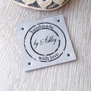 Leather tags, custom made labels, personalized leather labels, handmade labels, labels for knitted products, custom label tags, set of 25