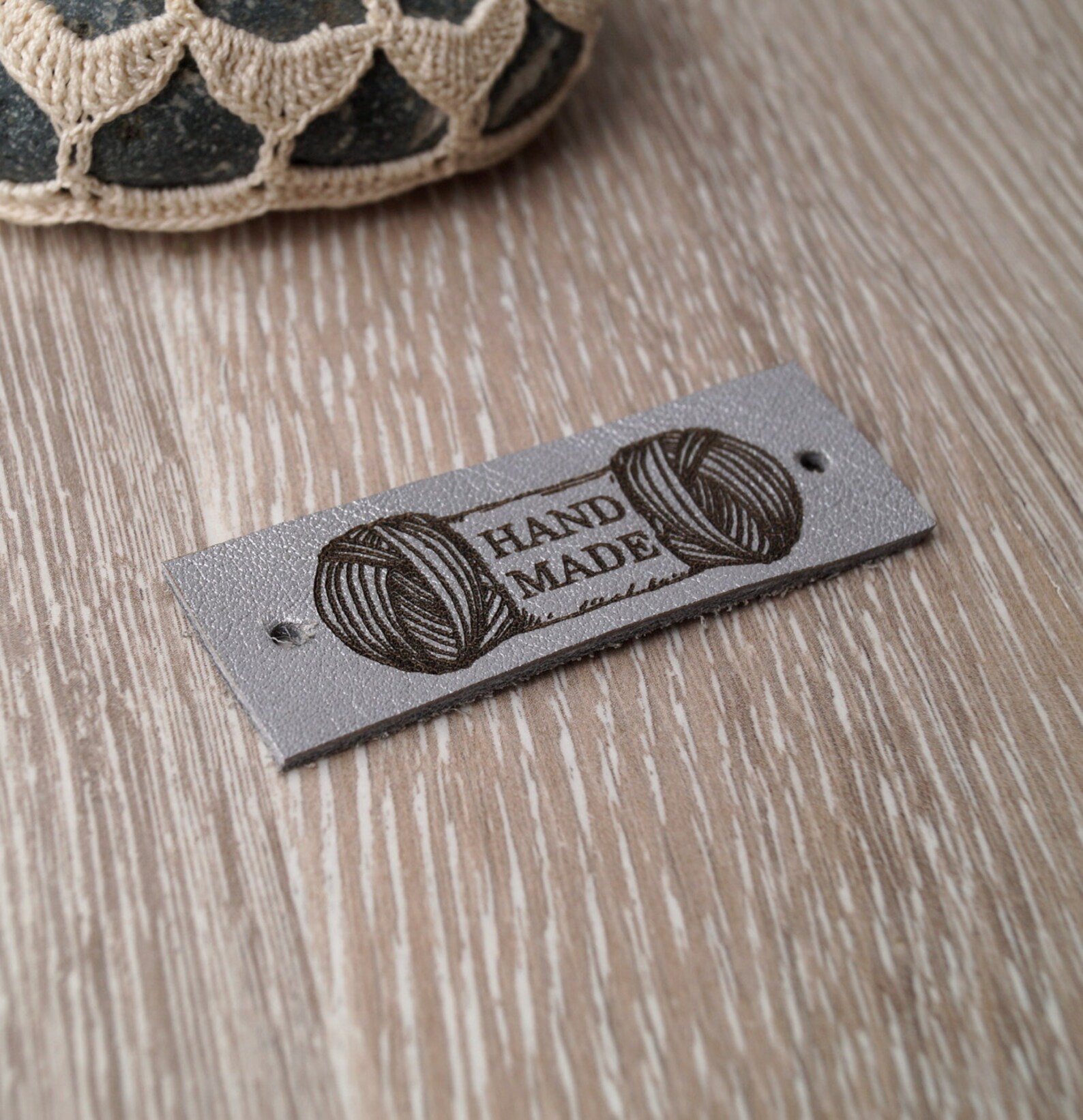 Leather knitting labels custom handmade labels personalized Etsy