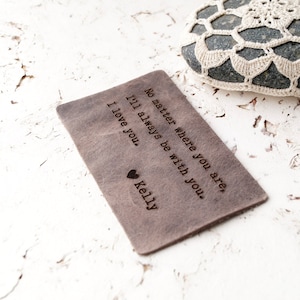 Tarjeta de la cartera de cuero rústico, tarjeta de cartera grabada con láser personalizado, inserto de la cartera personalizada, regalo del 3er aniversario de la boda, regalo de los hombres