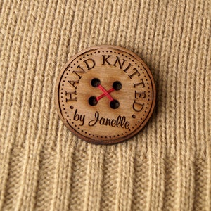 Wooden buttons, custom wooden buttons for knitted and crocheted items, personalized buttons, wood buttons, wooden tags, logo buttons, 25 pc image 6