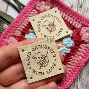Personalized leather labels - leather tags for handmade items - knitting labels - crochet tags - sewing labels - custom labels - set of 25