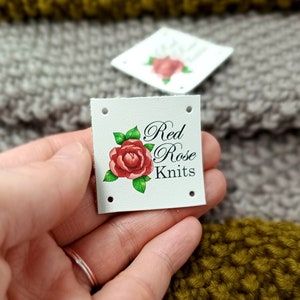 Leather tags for handmade items - personalized color printed genuine leather labels - leather labels for knitting and crochet - set of 25 pc