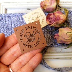 Leather tags for handmade items - Personalized leather labels - Real leather labels custom - set of 25 pc