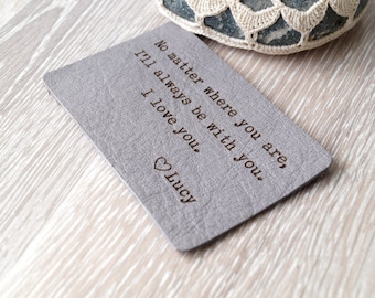 Custom wallet insert, genuine leather wallet card, personalized wallet insert card, custom wallet card, 3rd wedding anniversary gift