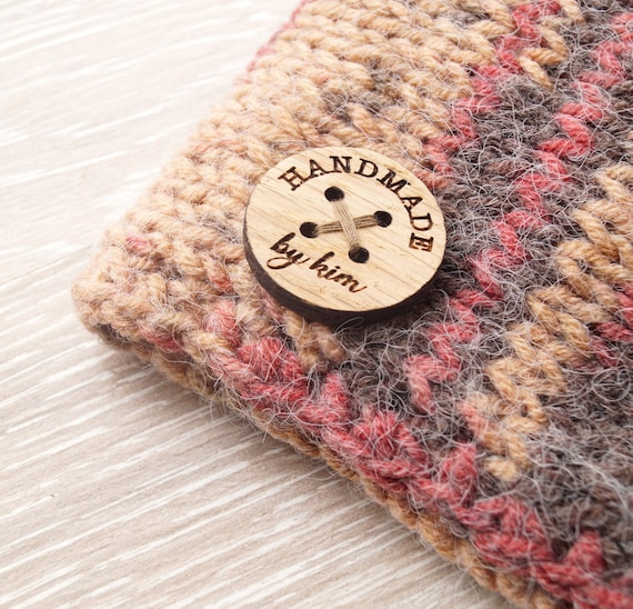 Wooden logo labels, wood garment tags, round button like personalized label tags, set of 25 pc