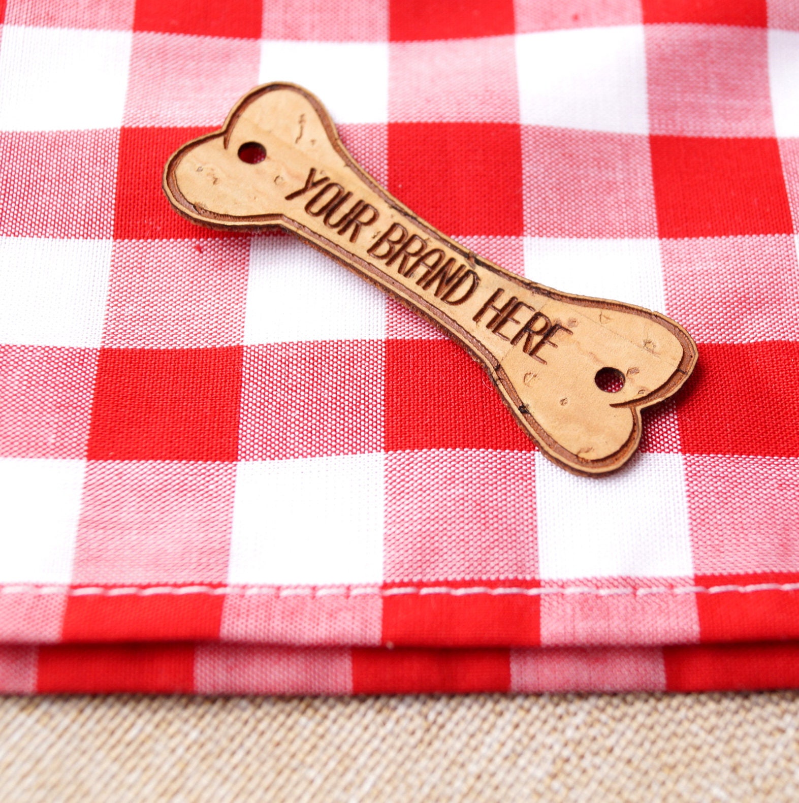 Vegan Cork Leather Labels, Custom Bone Shaped Labels for Dog Bandanas ...